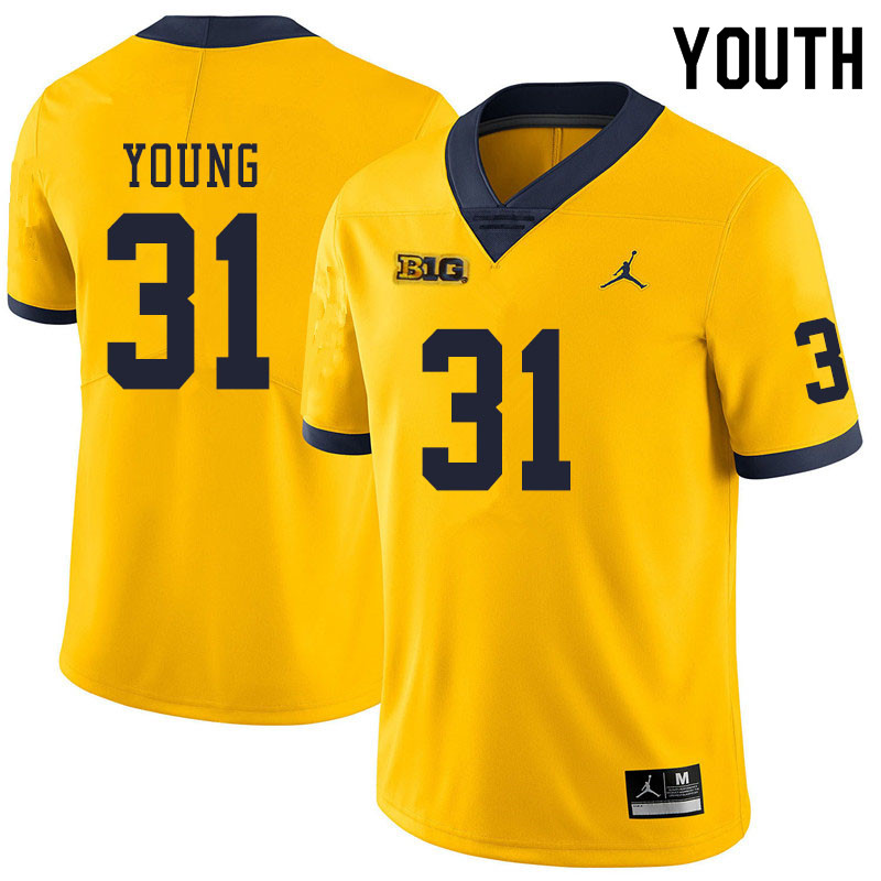 Youth #31 Jack Young Michigan Wolverines College Football Jerseys Sale-Yellow